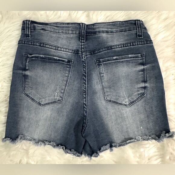 KanCan Medium Rise Distressed Denim Shorts with Frayed Hem Size 28 - Picture 4 of 11